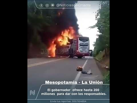 En inmediaciones de Mesopotamia - LaUnión fue incinerado un bus.