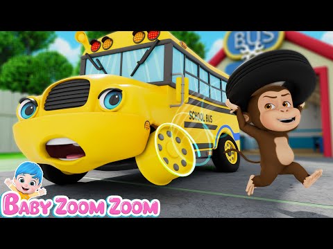 School Bus Lost Its Wheel | Who Took The Wheel? | Nursery Rhymes - Baby Zoom Zoom