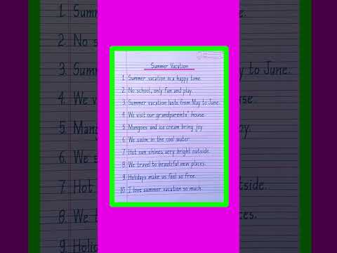 Essay On Summer Vacation/Summer Vacation Essay in English/10 Lines On Summer Vacation in English