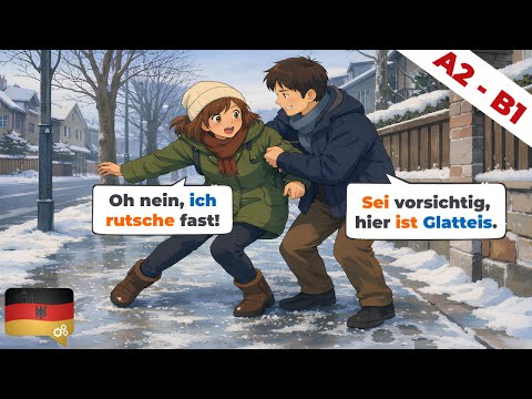 Deutsch mit Dialogen (A2-B1) | Winter Wortschatz & Geschichten | Deutsch Lernen