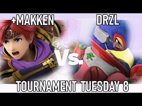 +Makken (Roy) vs  DRZL (Falco, Falcon) - Tournament Tuesday #8