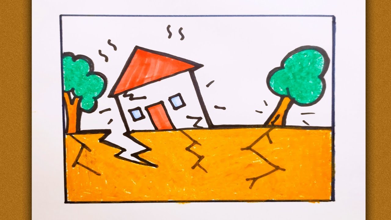 Easy Earthquake drawing | Art of Kala