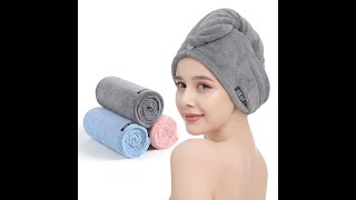 AIKAOS Microfiber Hair Towel Wrap for Women, 3 Pack 11 inch X 28 inch(Grey, Pink,Blue)