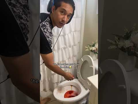 So I left a fake bloody tampon in the toilet and asked my bf to flush it...then he did this🥺🩸