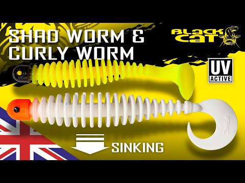 Black Cat Curly Worm 17cm Yellow Zombie