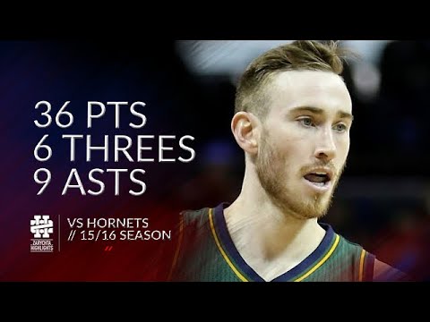 Gordon Hayward 36 pts 6 threes 9 asts vs Hornets 15/16 season