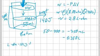 Calculation of the change in internal energy of a gas.