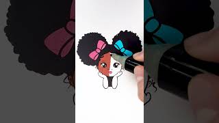 😍 Peekaboo Girl Glitter Afro Hairstyle 💕✨ #glitter #girl #kids #art #coloring #easy