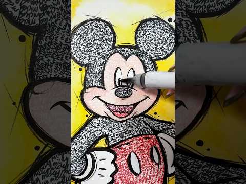 PINTÉ un PERSONAJE ✨Disney✨ SOLO con LETRAS😱🔥 #dibujo #mickeymouse