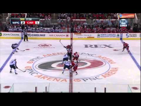 Evander Kane goal 2-1 Feb 21 2013 Winnipeg Jets vs Carolina Hurricanes NHL Hockey