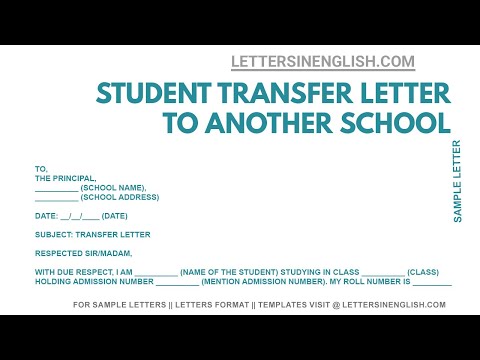Application for Transfer Letter to Another School - Letter for Transfer to Another School