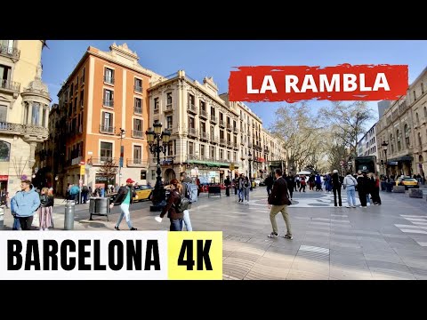 BARCELONA, ESPANHA 🇪🇸 [4K] La Rambla — Passeio a pé