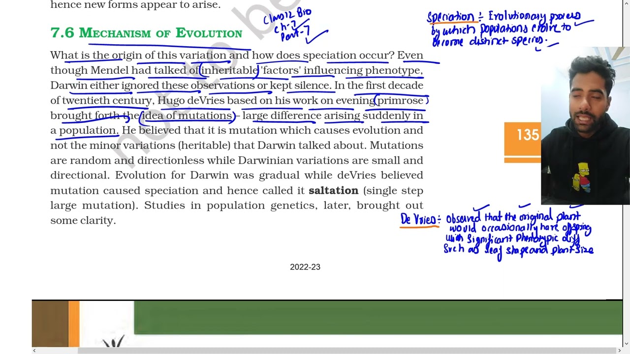 Mechanism of Evolution, Biology class 12th Evolution,  Part 7