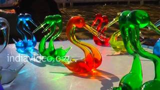 Colourful glass menagerie are being sold here