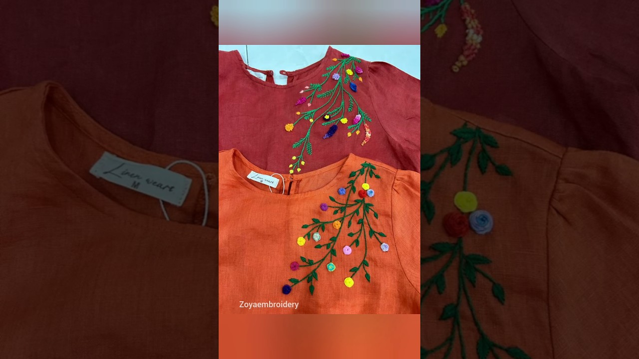 Hand embroidery kurti neck design All type hand embroidery design #embroidery #handwork #ontrending