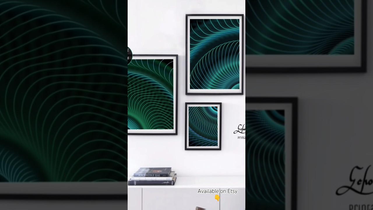 Green Abstract Line Art Set of 3 | Digital Download Wall Art | Modern Minimalist Waves | Printable