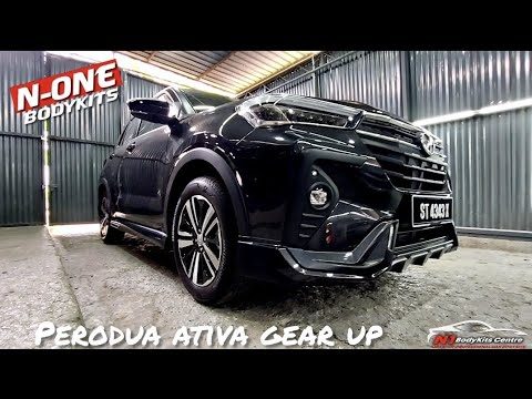 Perodua Ativa pasang gear up bodykits 5 in one front skirt side skirt rear skirt spoiler.