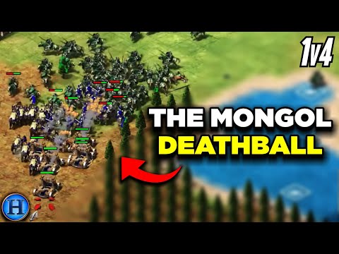 400 Pop Mongol Deathball ON Black Forest | 1v4 AoE2