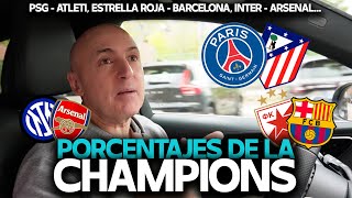 PSG vs ATLETI, ESTRELLA ROJA vs BARCELONA, INTER vs ARSENAL… PORCENTAJES CHAMPIONS LEAGUE