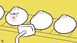 肉まんにひたすら焼印を押す