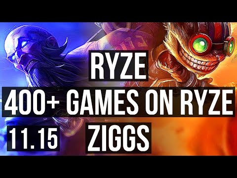 RYZE vs ZIGGS (MID) | 7/0/1, 1.2M mastery, 400+ games, Godlike | KR Master | v11.15