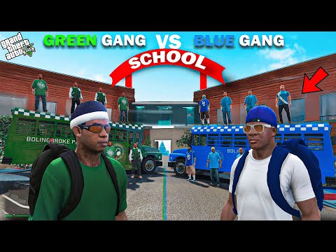 Franklin Blue Gang Vs Shinchan Green Gang School Challenge In GTA 5!