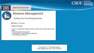 CHRS: Editing and Canceling Absences