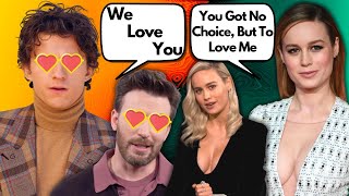 Marvel Cast Flirting With Brie Larson | Captain Marvel | MCU 2022