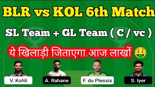 BLR vs KOL 6th Match fantasy team