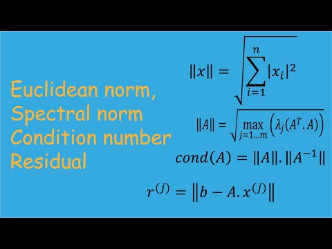 MatLab: The finite volume method (video 02), euclidean norm, spectral norm,condition number,residual