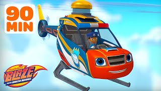 90 MINUTES of Blaze&#39;s BEST Police and Firefighter Rescues! 🚨 | Blaze and the Monster Machines