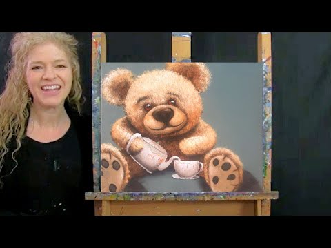 Learn How to Paint TEDDY BEAR TEA TIME with Acrylic - Paint and Sip at Home - Step by Step Tutorial