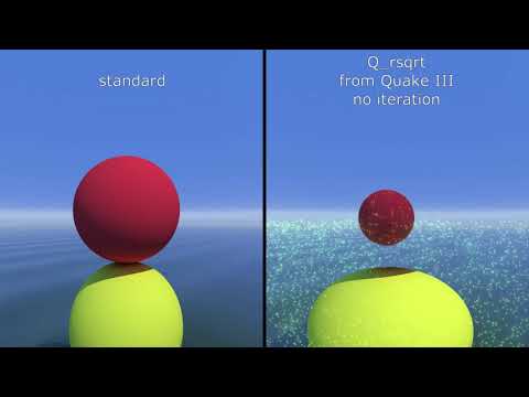 My 3D demo-18: artifacts of using Quake III Q_rsqrt() in raytracer