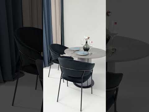 Миниатюра изображения товара Обеденный стол LEPREMO AV 2317 МДФ+керамика 900 (серый матовый Larka Grey/черный+HPL Будда)