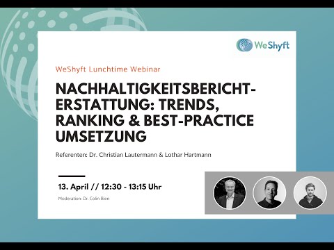 #7 WeShyft Webinar: Nachhaltigkeitsberichterstattung: Trends, Ranking & Best Practice Umsetzung