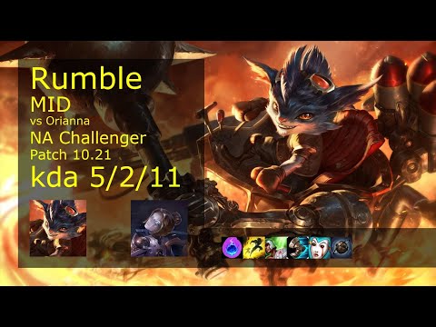 Rumble Mid vs Orianna - NA Challenger 5/2/11 Patch 10.21 Gameplay