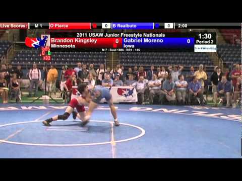Junior Freestyle 145 - Brandon Kingsley (MN) vs. Gabriel Moreno (IA)