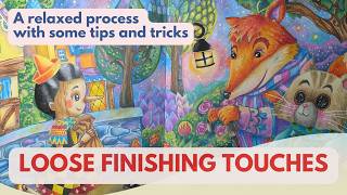 Pulling together a super colourful page - finishing touches on a watercolour base