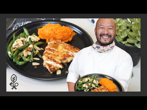 NutriLab: Crispy Chicken with Green Beans And Mashed Sweet Potato