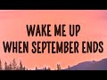 Green Day - Wake Me Up When September Ends (Lyrics)