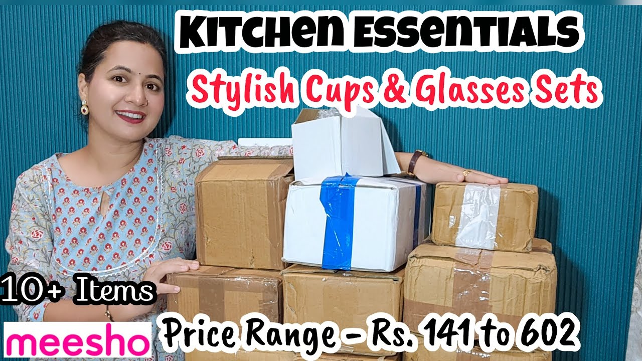 Pinterest Inspired Cups, Mugs & Glasses Sets From Meesho | Meesho Kitchen Haul Cup Sets , Glass Sets