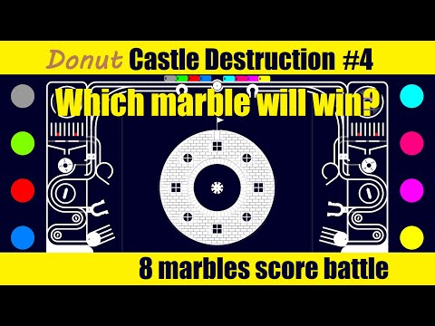 "The Donut Castle"Destruction #4 [8 marbles score battle] - in Algodoo