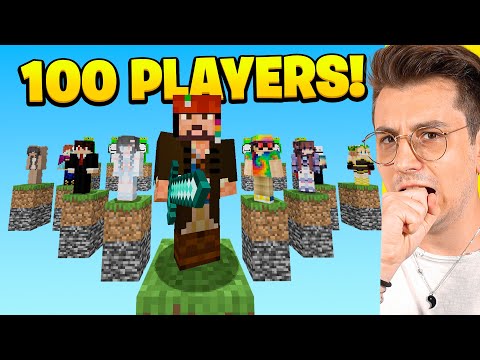 100 PLAYERS CHALLENGE each other in the ONE BLOCK BATTLE on MINECRAFT ITA!
