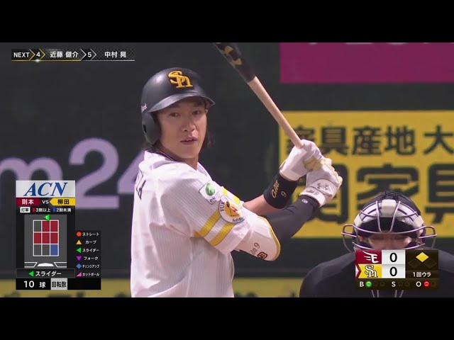 【1回裏】低めを上手く捌いた!! ホークス・柳田悠岐 先制のタイムリーヒット!!  2023年10月3日 福岡ソフトバンクホークス 対 東北楽天ゴールデンイーグルス