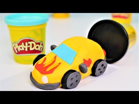 Spielspaß mit Knete. Ein Spielzeugauto aus PlayDoh. Video für Kinder