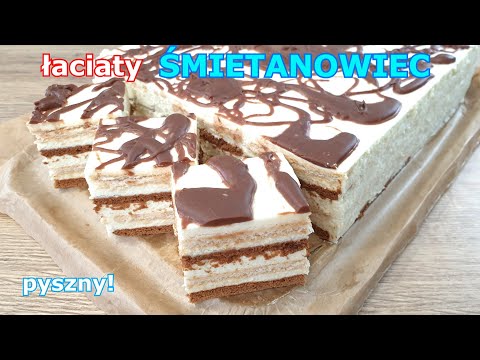 Ekspresowe ciasto bez pieczenia - Śmietanowiec łaciaty - przepyszny torcik 👌 łatwy deser bez wysiłku