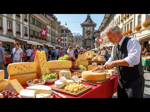AUTHENTIC SWISS CHEESE MARKET IN BERN 🇨🇭 | FARMERS MARKET SWITZERLAND