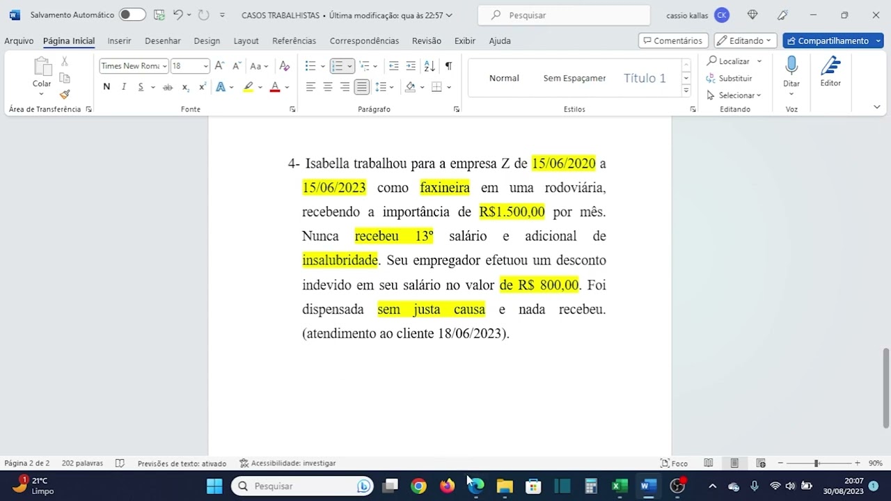 CASO #6 | Caso Isabella Part.1 | PLANILHA DE CÁLCULOS TRABALHISTAS 7 EM 1 PLUS