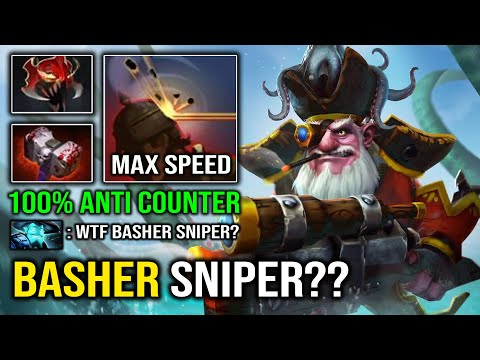 WTF Basher Machine Gun 100% Free Knockback Sniper Even Counter Can't Stop Him Dota 2