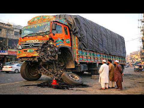 Pakistani Mechanic Repairs Truck Axle Shaft Without Technology 